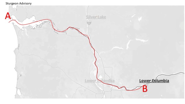 Sturgeon Consumption Advisory Map-Lower Columbia