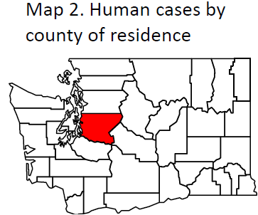 Human cases by county of residence.