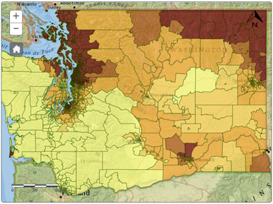 WTN query portal map showing projected relative increase in days over the 99th percentile historic threshold