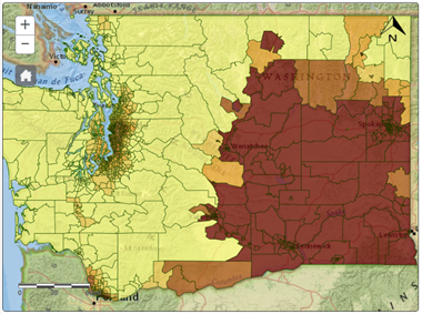 WTN query portal map showing projected heating degree days