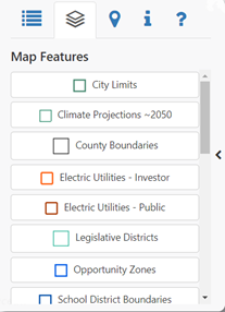 Menu for Map Features on Information By Location Tool