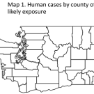 Map of Washington where people may have gotten west nile virus with no counties colored in.